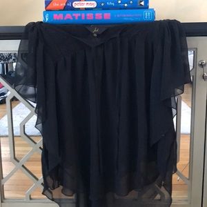 Sheer Short Sleeve Black Blouse